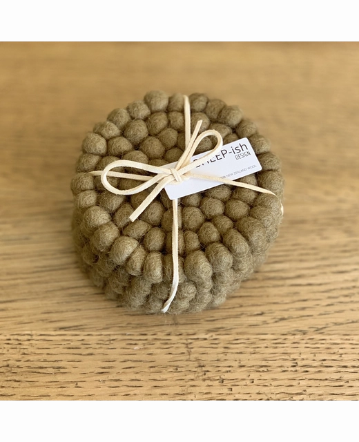 Felt Ball Coasters Olive