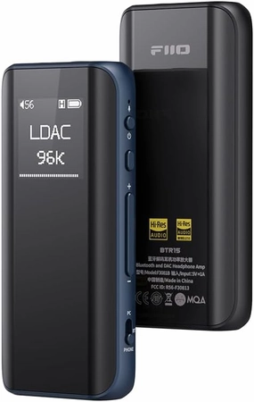 FiiO BTR15 Headphone Amps Bluetooth 5.1 Receiver High Resolution 384K/32Bit Native DSD256 USB DAC Supports LDAC/aptX HD/MQA for Smartphones/PC/Car/Home Audio (Blue)