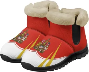 Flag Pattern Snow Boots Winter Shoes for Women Ankle Booties Warm Flannel Lining Slip on Anti-Slip Boots