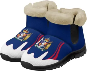 Flag Pattern Snow Boots Winter Shoes for Women Ankle Booties Warm Flannel Lining Slip on Anti-Slip Boots
