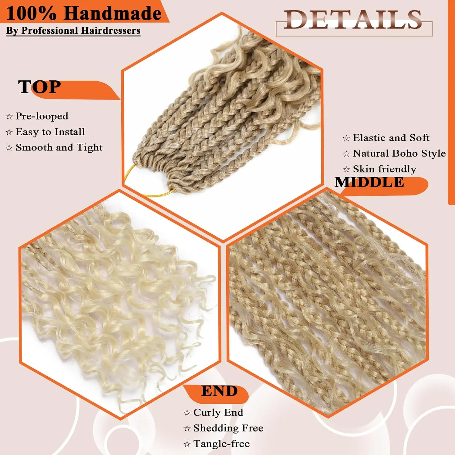 Flagship Ombre Blonde Goddess Box Braids Crochet Hair, 12 Inch 9 Packs Boho Crochet Box Braids with Curly Ends Crochet Hair for Black Women,Bohomian Pre looped Box Braids Crochet Hair Extension-27/613
