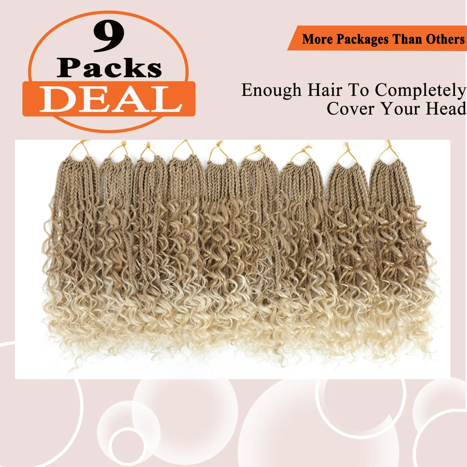 Flagship Ombre Blonde Goddess Box Braids Crochet Hair, 12 Inch 9 Packs Boho Crochet Box Braids with Curly Ends Crochet Hair for Black Women,Bohomian Pre looped Box Braids Crochet Hair Extension-27/613