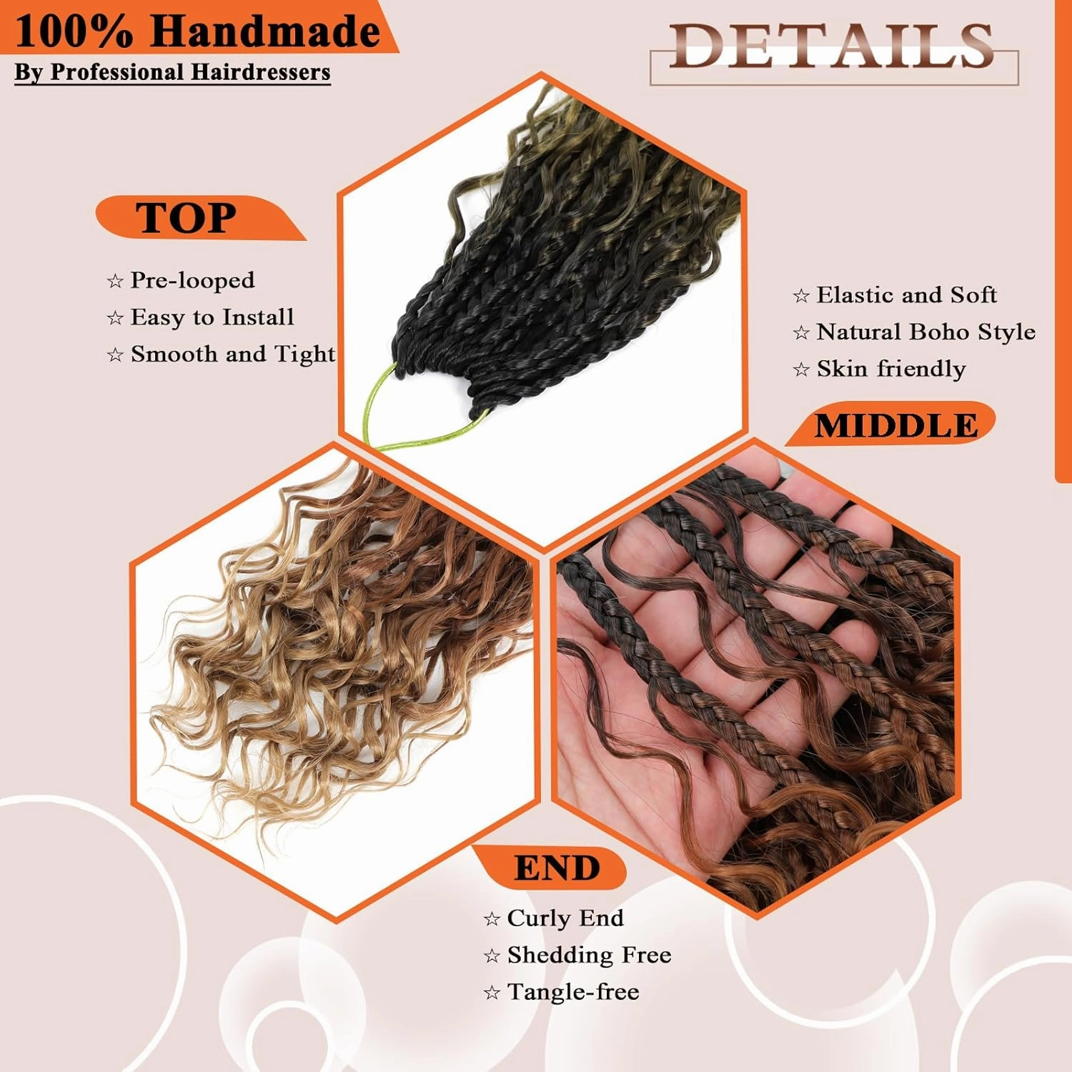 Flagship 10 Inch 9 Packs Boho Crochet Braids with Curly Ends Crochet Hair for Black Women,Short Ombre 3Tone Bohomian Curly Box Braids Crochet Hair Extensions-1B/30/27
