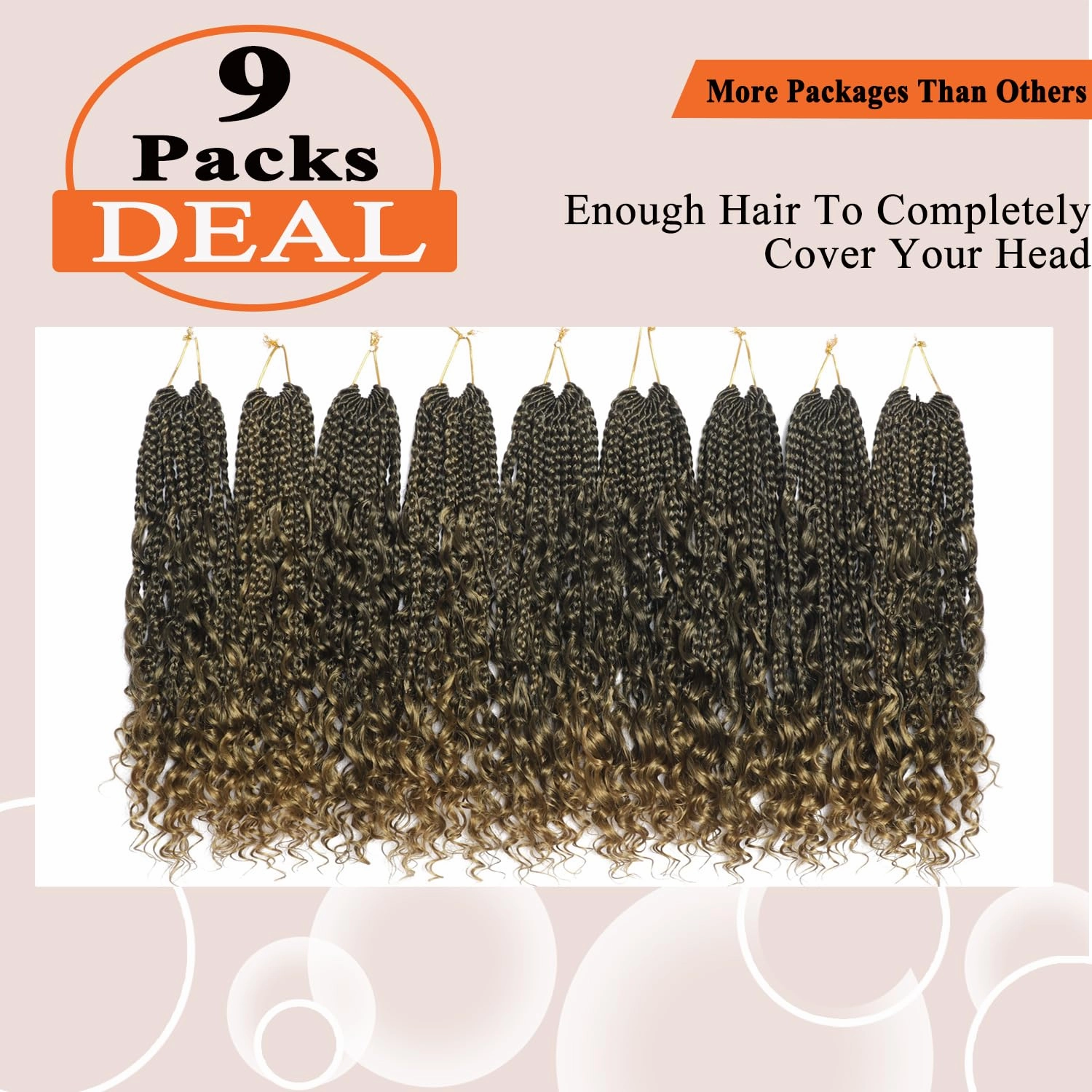 Flagship 10 Inch 9 Packs Boho Crochet Braids with Curly Ends Crochet Hair for Black Women,Short Ombre Bohomian Curly Box Braids Crochet Hair Extensions for Braids-T27