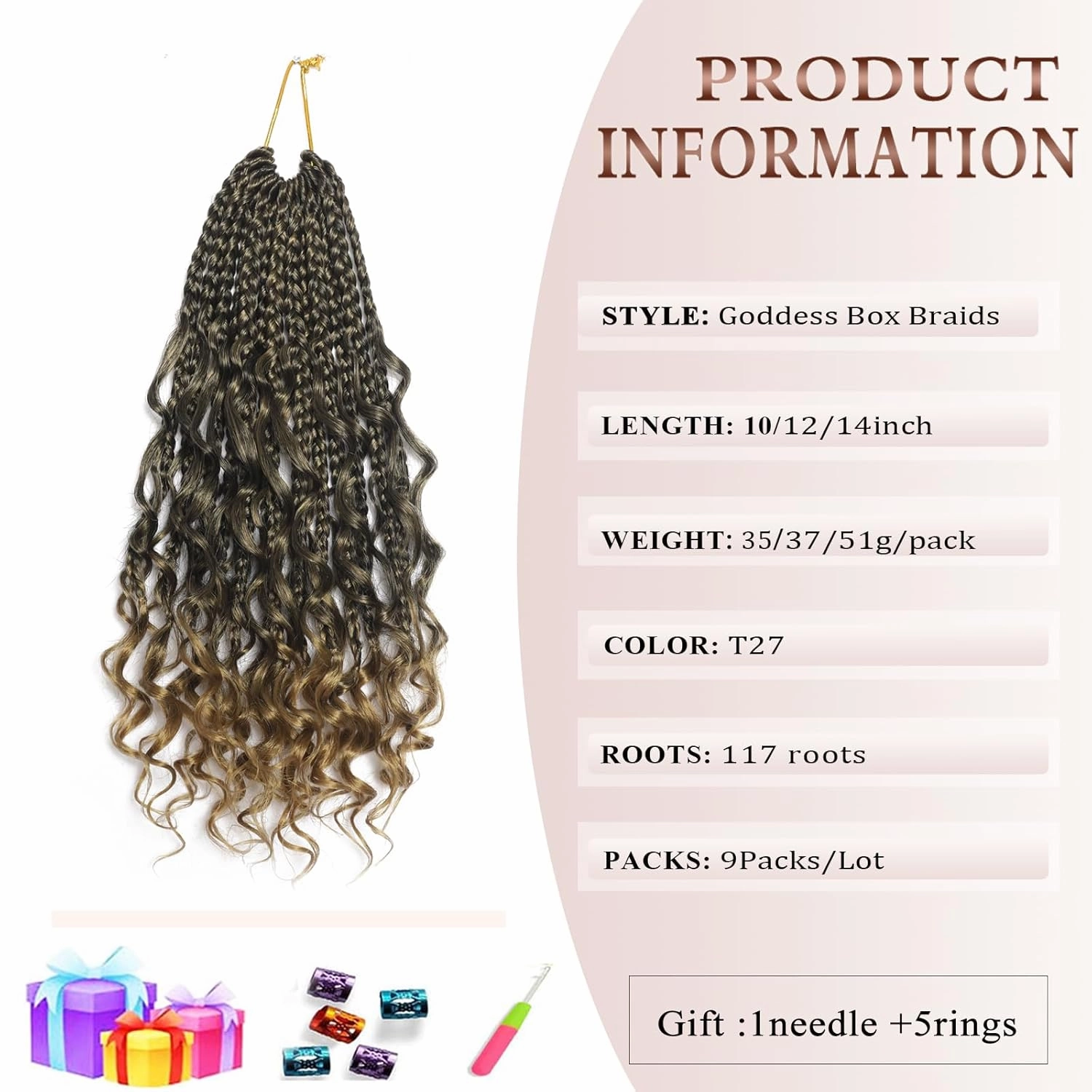 Flagship 10 Inch 9 Packs Boho Crochet Braids with Curly Ends Crochet Hair for Black Women,Short Ombre Bohomian Curly Box Braids Crochet Hair Extensions for Braids-T27
