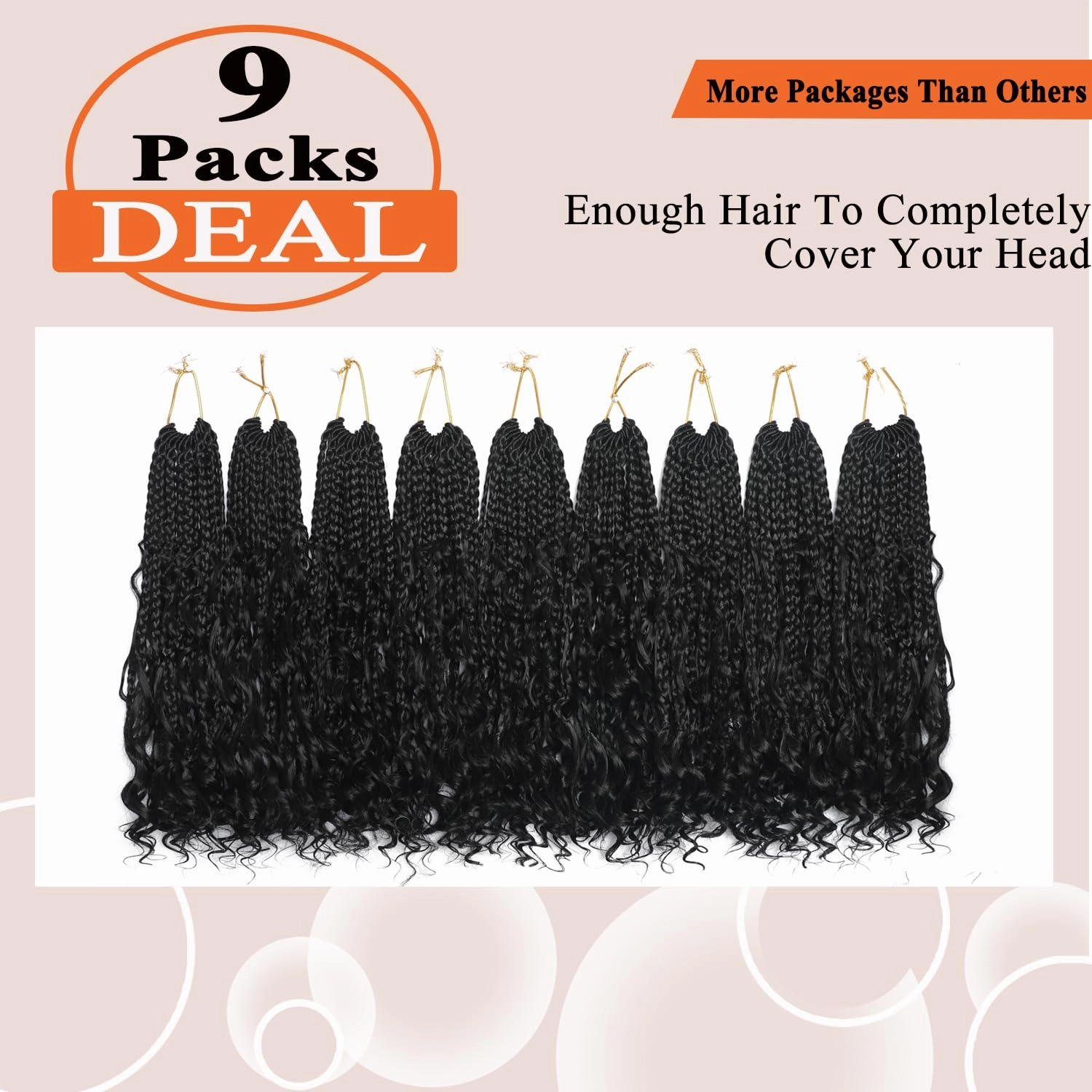 Flagship 9 Packs Goddess Box Braids Crochet Hair for Black Women - 10 Inch Pre-looped With Curly Ends, Bohemian Hippie Style - Synthetic 1B