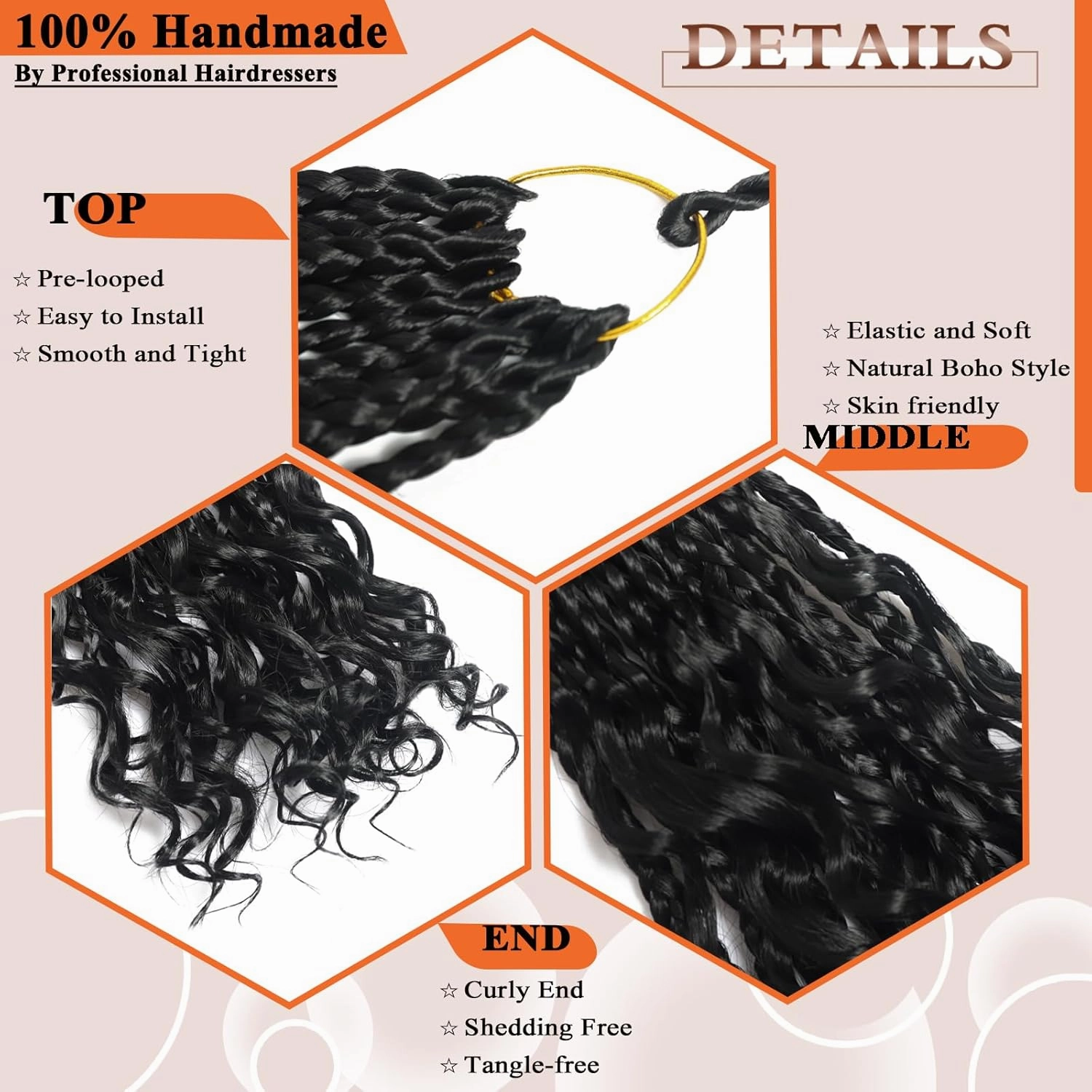 Flagship 9 Packs Goddess Box Braids Crochet Hair for Black Women - 10 Inch Pre-looped With Curly Ends, Bohemian Hippie Style - Synthetic 1B