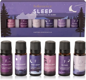 Folkulture Sleep Essential Oils Set | Set of 6 Pure Essential Oils for Diffusers for Home | Essential Oil Blend or Oil Diffuser Essential Oils | Lavender, Rosemary & Peppermint