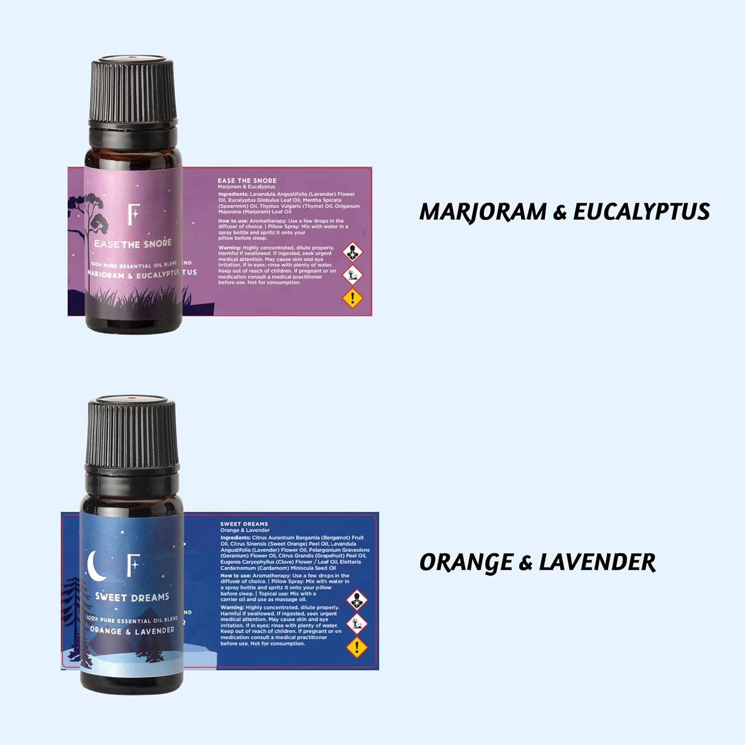 Folkulture Sleep Essential Oils Set | Set of 6 Pure Essential Oils for Diffusers for Home | Essential Oil Blend or Oil Diffuser Essential Oils | Lavender, Rosemary & Peppermint