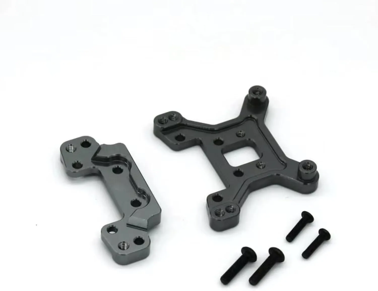 for WLtoys 124016 124018 1/12 4WD RC Metal Upgrade Parts Remote Control Car Rear and Rear Shock Racks RC Car DIY Parts(Gray)