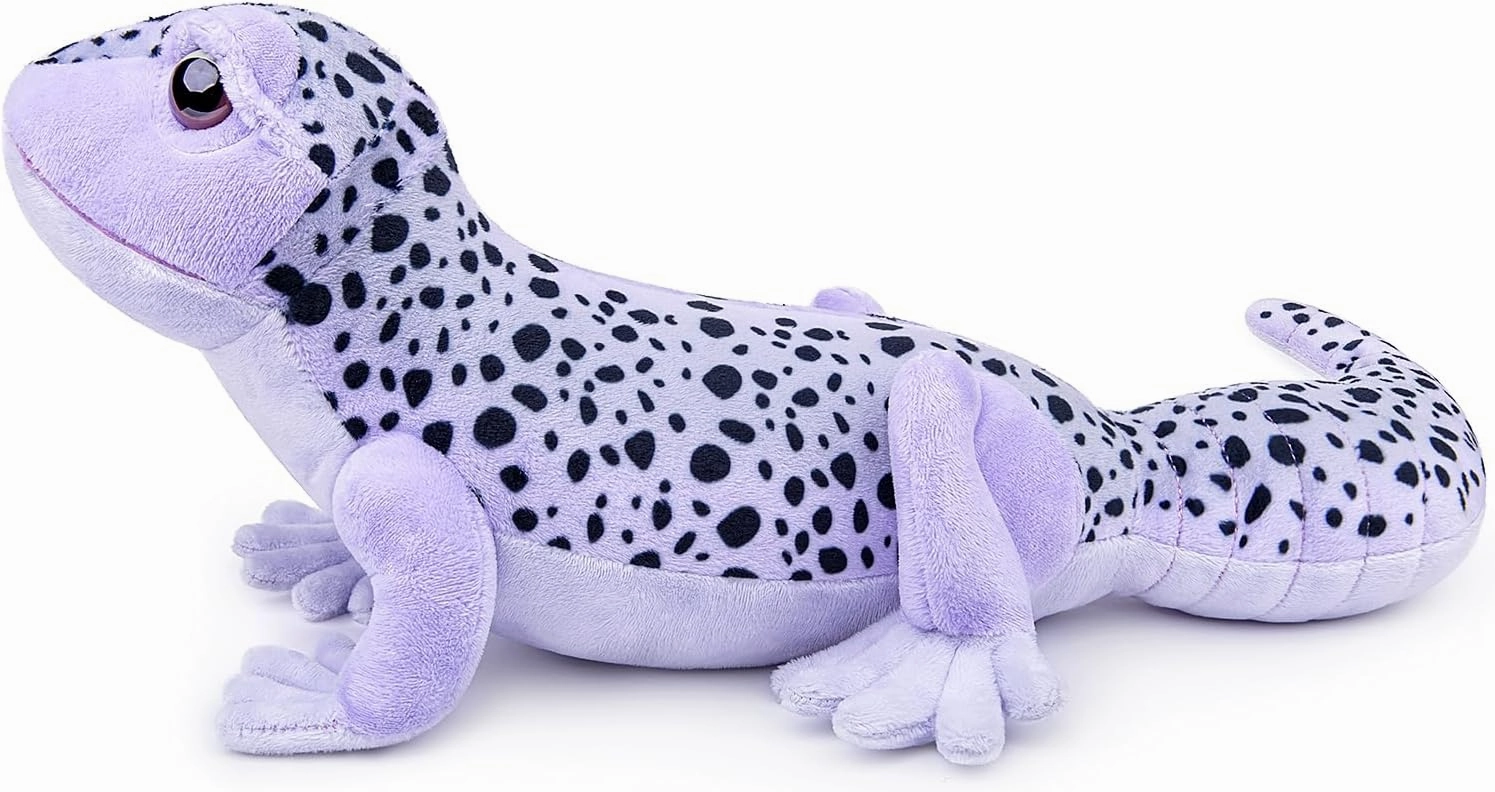 FRANKIEZHOU Simulation Fat-Tailed Gecko Stuffed Animal-Purple 15",Leopard Gecko Stuffed Animal for Boys, Spotted Gecko Toy,Gifts for Kids,Home Decor,Hugging Toy