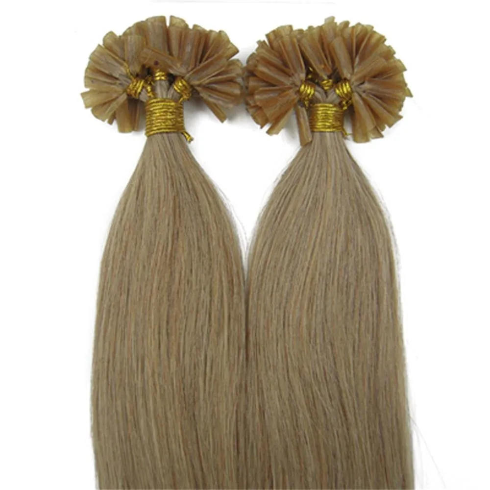 Fushion Keratin Pre Bonded U Nail Tip Remy Human Hair Extensions 100S (20''0.5g/s, Ash Blonde)