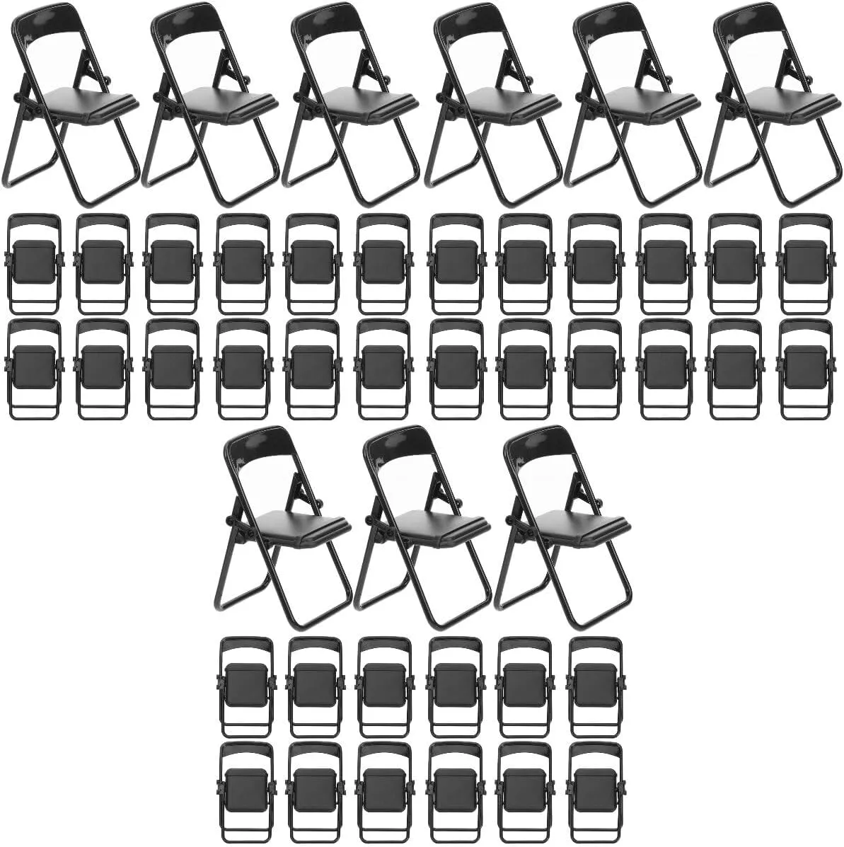 Gadpiparty 36 Pieces Mini Foldable Chairs 1/6 Scale Plastic Dollhouse Furniture Mini Desk Toys Simulation Stand Model Chair Desk Phone Stand for Doll Decoration