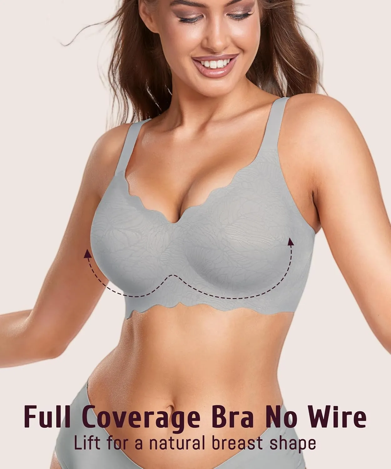 Gailife Scalloped Womens Bras No Underwire Wireless Seamless Bra Push Up Bralette Full Coverage Comfort Raceback Everyday Bra