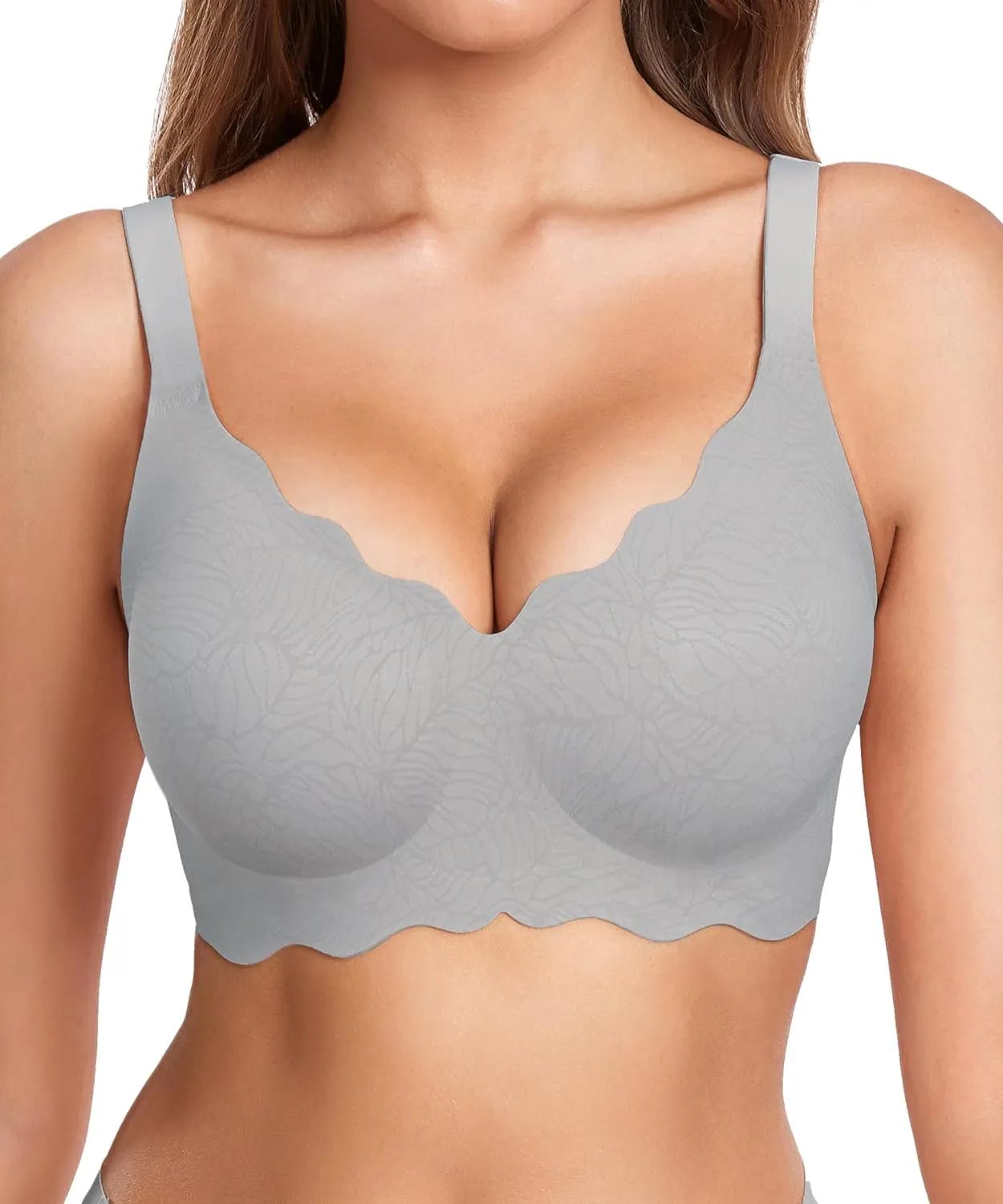 Gailife Scalloped Womens Bras No Underwire Wireless Seamless Bra Push Up Bralette Full Coverage Comfort Raceback Everyday Bra