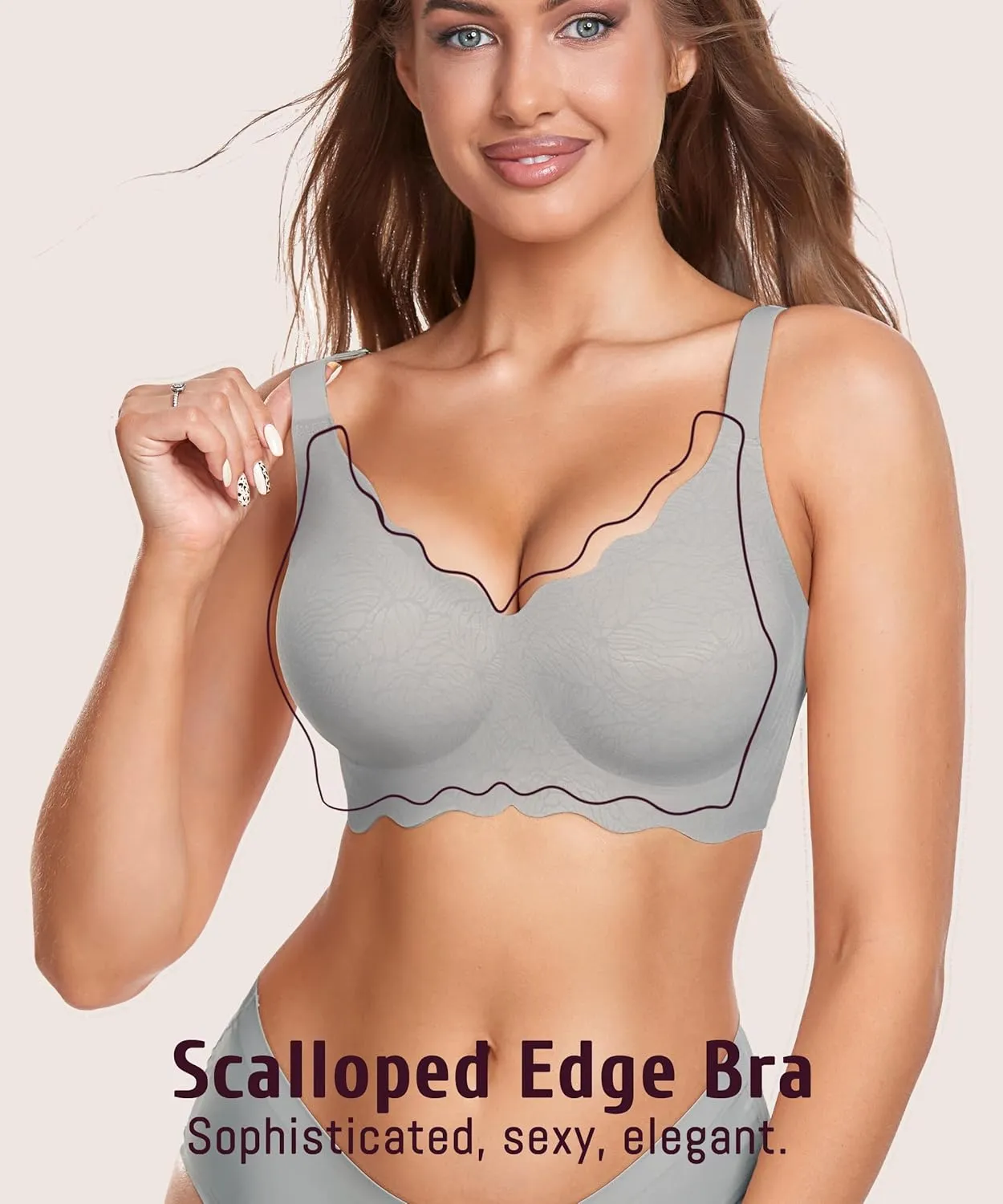 Gailife Scalloped Womens Bras No Underwire Wireless Seamless Bra Push Up Bralette Full Coverage Comfort Raceback Everyday Bra