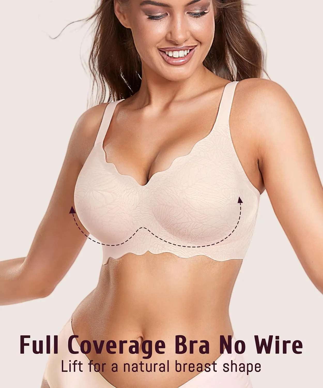 Gailife Scalloped Womens Bras No Underwire Wireless Seamless Bra Push Up Bralette Full Coverage Comfort Raceback Everyday Bra