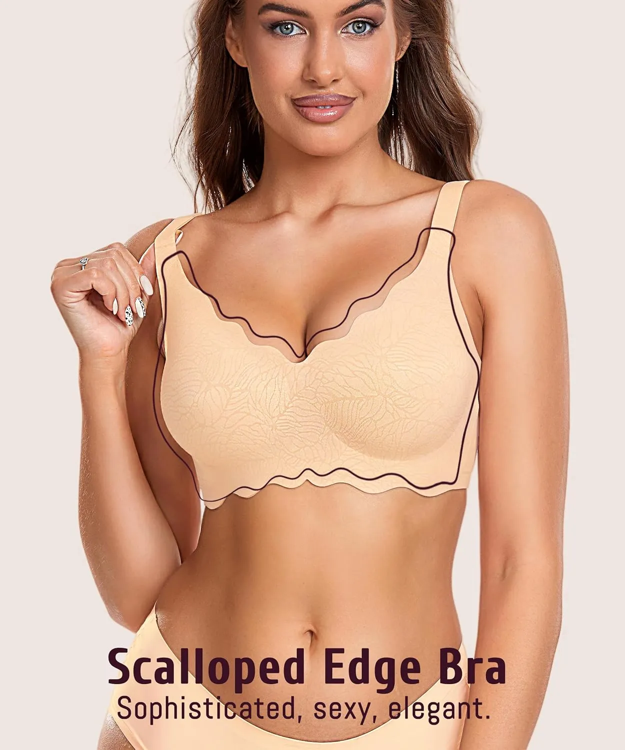 Gailife Scalloped Womens Bras No Underwire Wireless Seamless Bra Push Up Bralette Full Coverage Comfort Raceback Everyday Bra