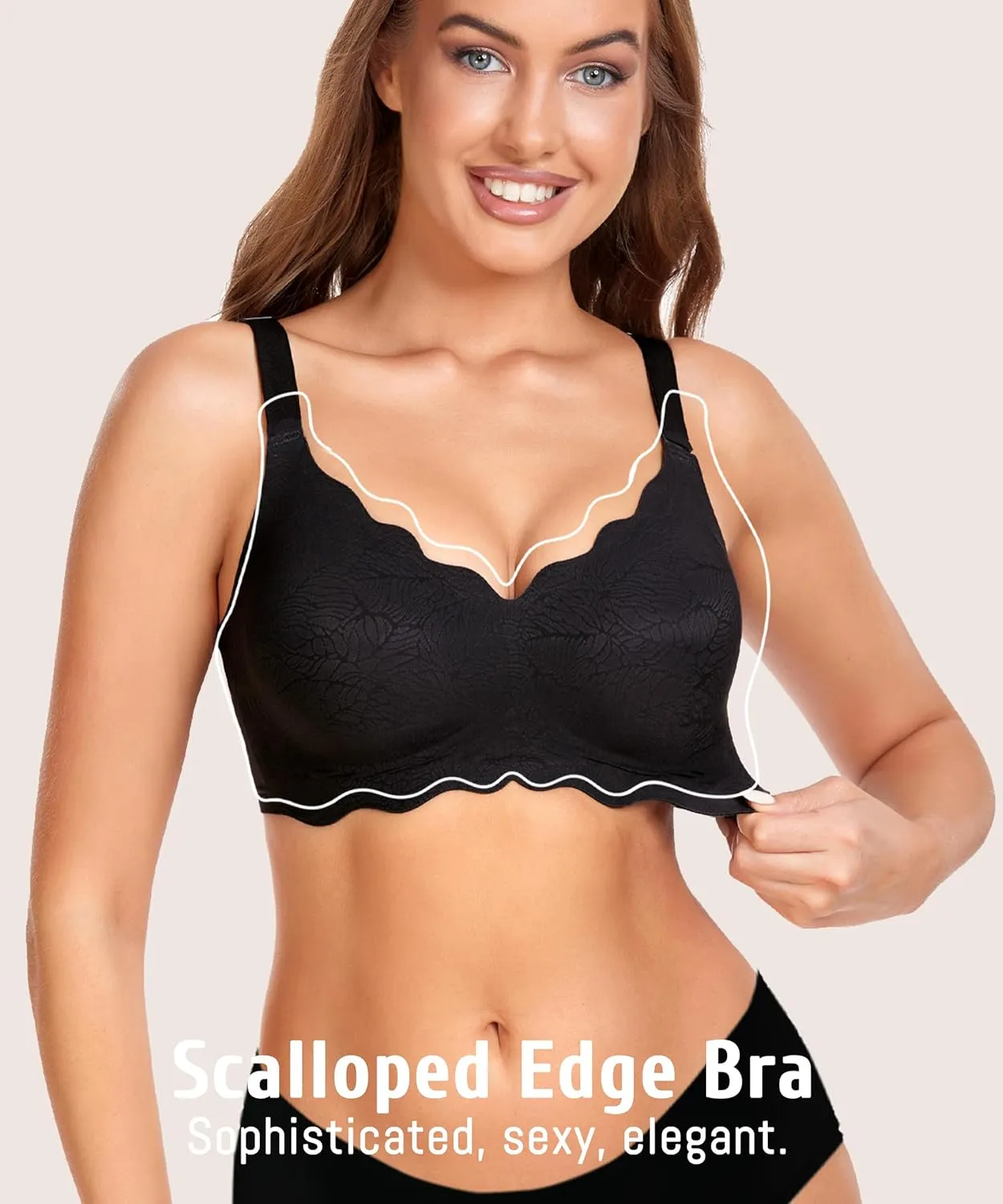 Gailife Scalloped Womens Bras No Underwire Wireless Seamless Bra Push Up Bralette Full Coverage Comfort Raceback Everyday Bra