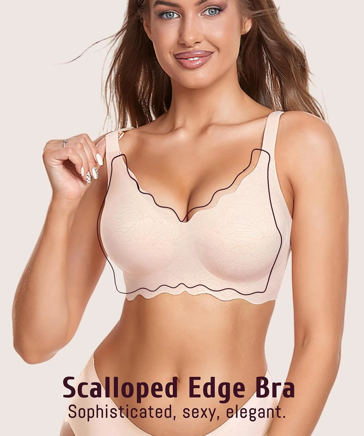 Gailife Scalloped Womens Bras No Underwire Wireless Seamless Bra Push Up Bralette Full Coverage Comfort Raceback Everyday Bra