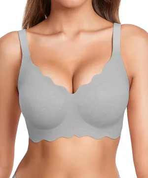 Gailife Scalloped Womens Bras No Underwire Wireless Seamless Bra Push Up Bralette Full Coverage Comfort Raceback Everyday Bra