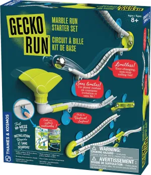 Gecko Run Marble Run Starter Set by Thames & Kosmos, Toy of The Year Winner - 63 Piece Vertical Marble Run, Flexible Tracks | Fast, No-Mess Setup | Hours of Creative Play | 2-Language Version, EN/FR