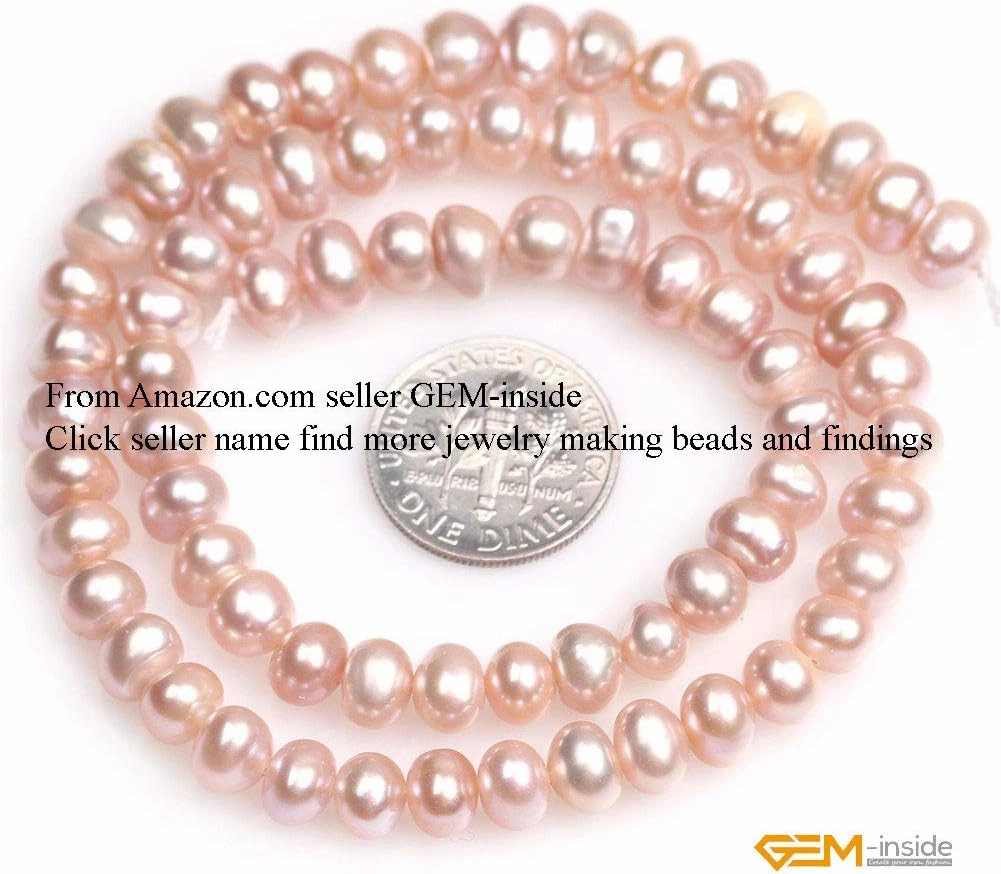 GEM-Inside Natural 5-6mm Purple Cultured Pearls Gemstone Loose Beads Energy Stone Beads for Jewelry Making Jewelry Beading Supplies for Women