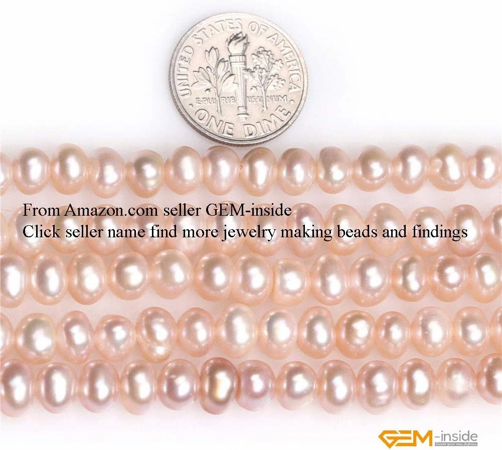 GEM-Inside Natural 5-6mm Purple Cultured Pearls Gemstone Loose Beads Energy Stone Beads for Jewelry Making Jewelry Beading Supplies for Women
