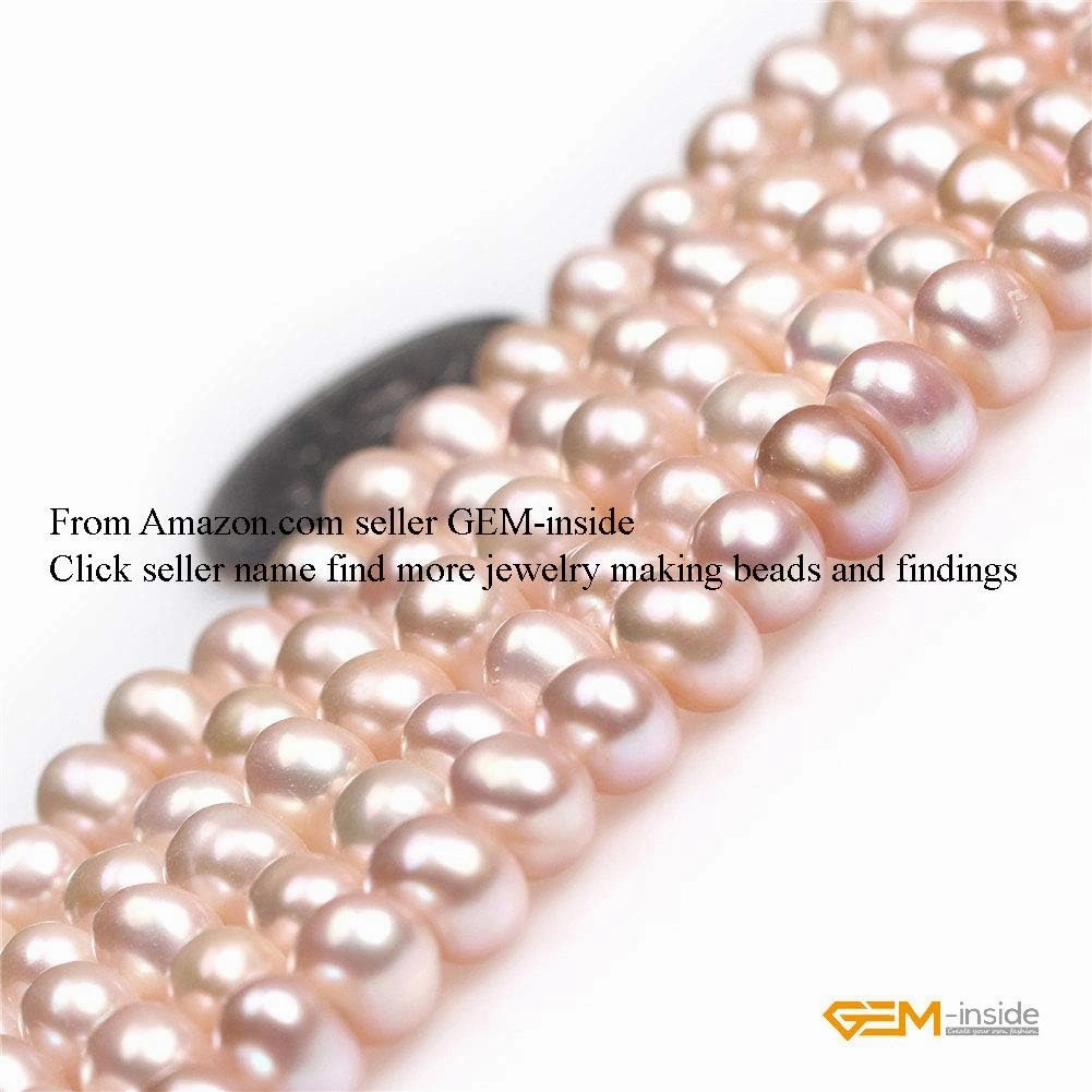 GEM-Inside Natural 5-6mm Purple Cultured Pearls Gemstone Loose Beads Energy Stone Beads for Jewelry Making Jewelry Beading Supplies for Women