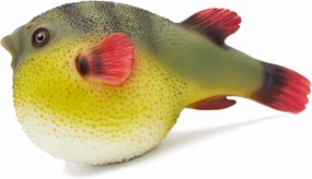 Gemini&Genius Sea Animal Pufferfish Action Figure Soft Rubber Swim Bath Toy, Realistic Ocean Fish Blowfish Toy, Educational and Role Play Toys for Kids and Collectors (Puffer Fish)