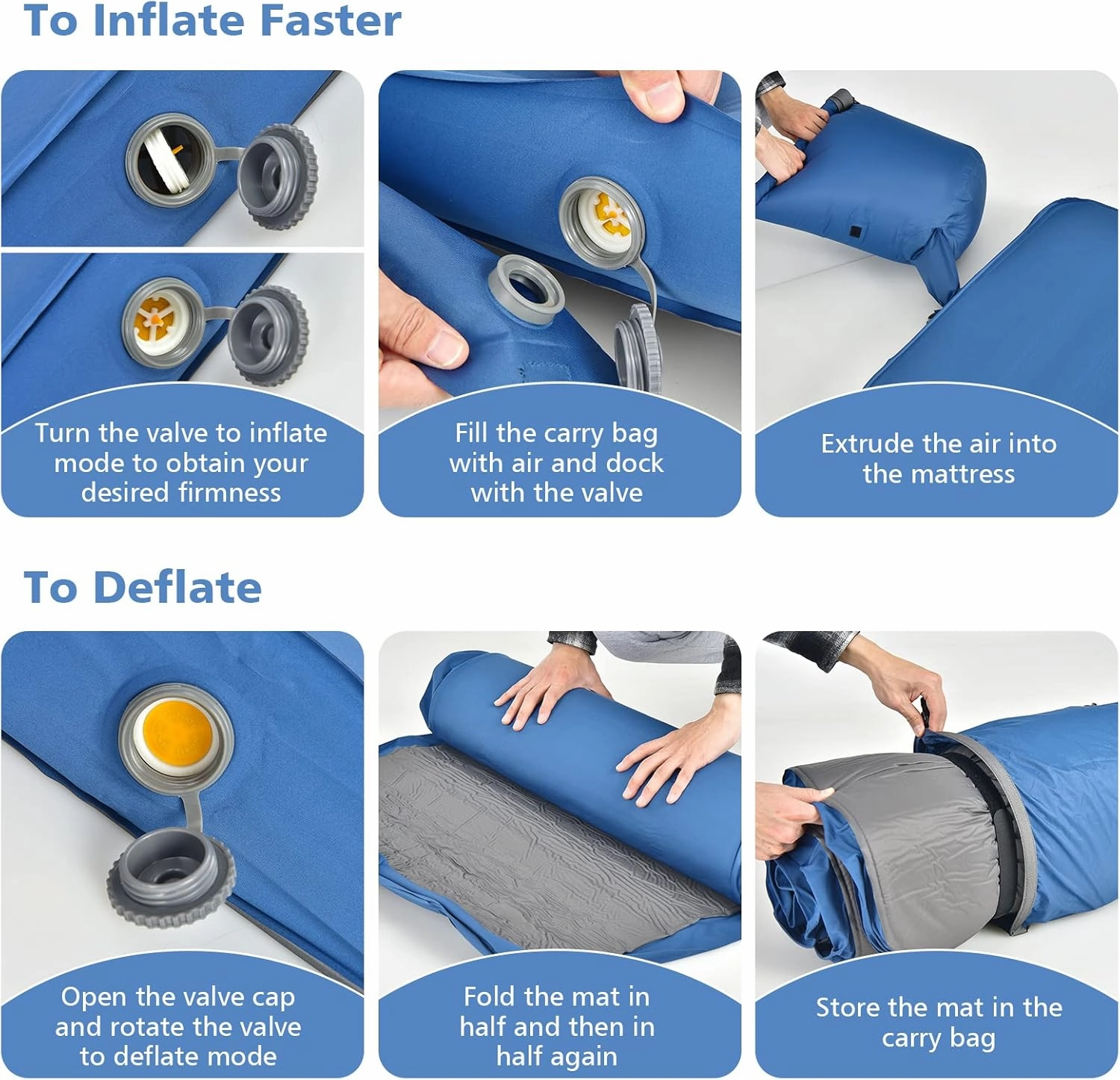 Giantex 4 Inch Self Inflating Camping Mat, Blue, Waterproof & Durable TPU Material, Portable & Lightweight Design