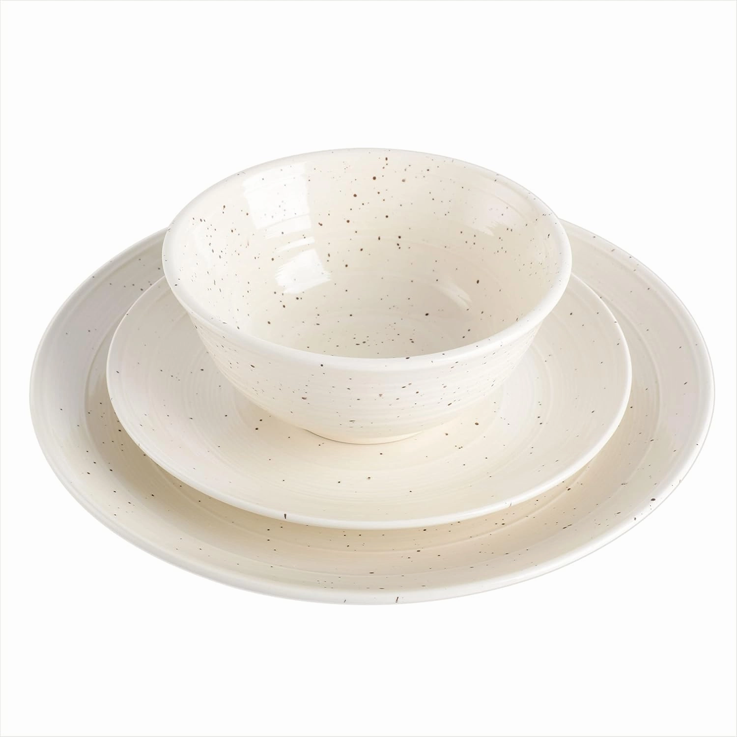 Gibson Elite Ramapo Solid Color Speckled Dinnerware Set - White, Service for Four (12pcs)