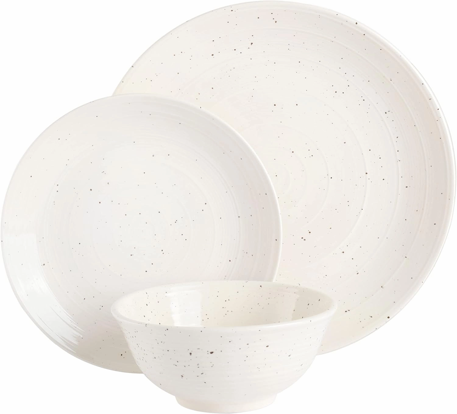 Gibson Elite Ramapo Solid Color Speckled Dinnerware Set - White, Service for Four (12pcs)