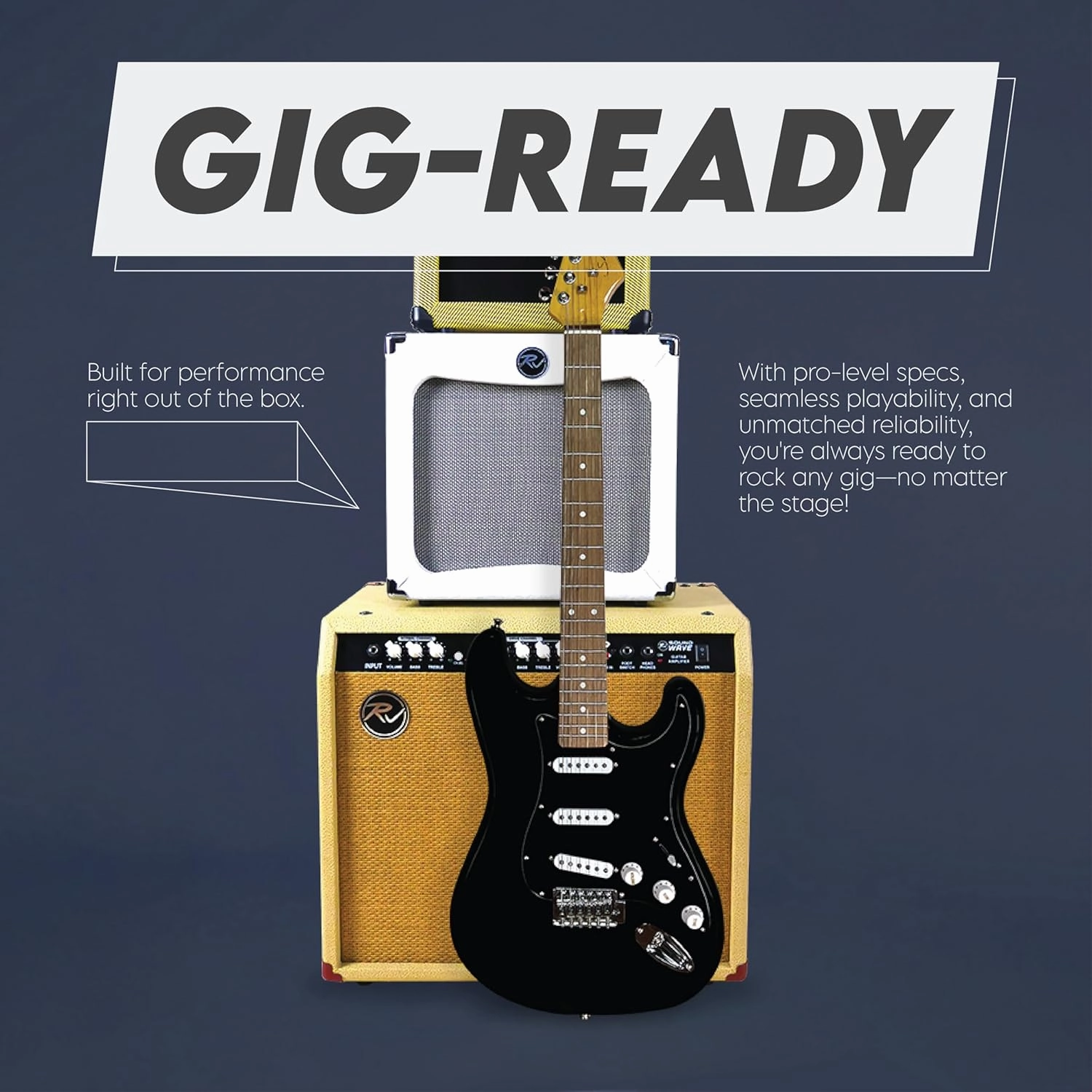 Gigline Skycaster Electric Adult S-Type Full Size, Alder Body, Stainless Steel Frets (Ball End), Bone Nut, SSS Alnico V, Black