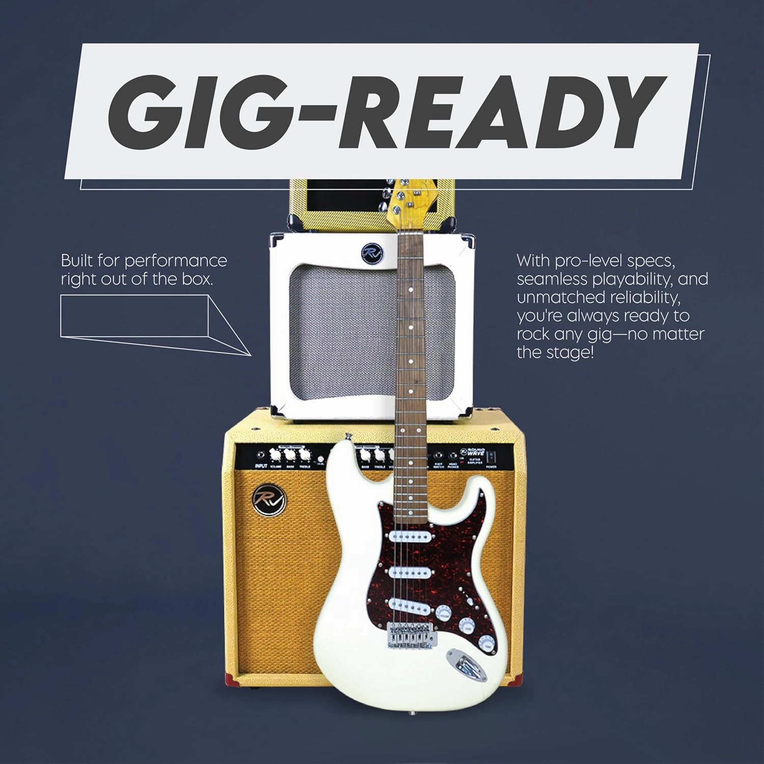 Gigline Skycaster Electric Guitar S-Type Adult Full Size, Alder Body, Stainless Steel Frets (Ball End), Bone Nut, SSS Alnico V, Olympic White