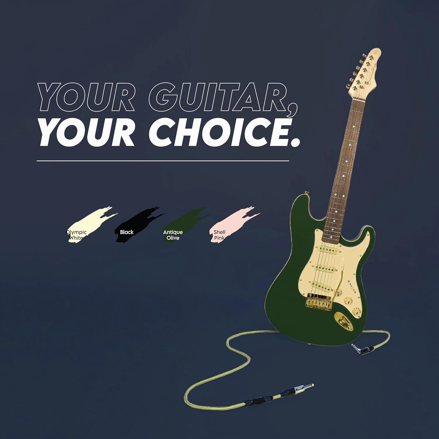 Gigline Skycaster Special Edition Electric Guitar S-Type Adult Full Size, Alder, Stainless Steel Frets (Ball End), Bone Nut, SSS Alnico V, 2-Point Trem, Antique Olive