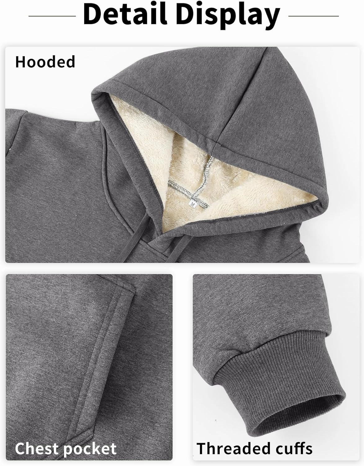 Gihuo Men's Warm Crewneck Sherpa Lined Fleece Sweatshirt Pullover Tops