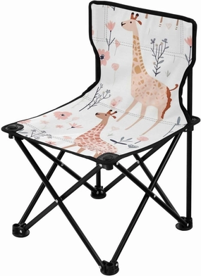 Giraffe Flowers Portable Outdoor Folding Chair Anti-Slip Padded Oxford Cloth Stool Camping Chair Small for Beach Hiking Fishing Gardening Quad Camp Chair