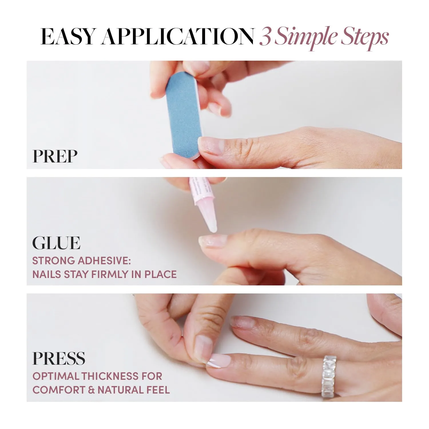 Glamnetic Press On Nails - Los Angeles | Solid Opaque Blush Nude Pink Short Almond Nails in Glazed Finish, Reusable | 15 Sizes - 30 Nail Kit