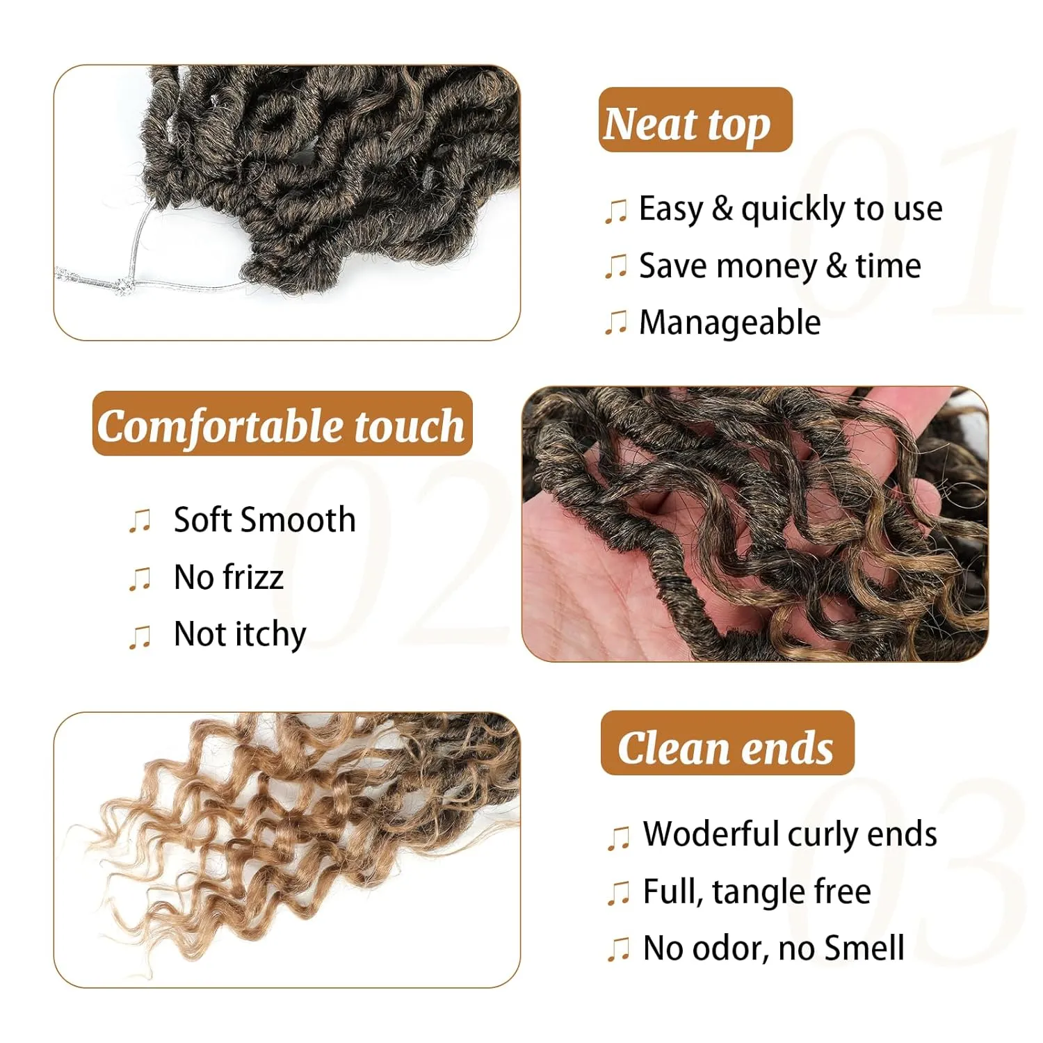 Goddess Locs Crochet Hair 12 Inch Pre looped Crochet Hair for Black Women 6 Packs Blond Crochet Faux Locs with Curly Ends, Crochet Installation T27