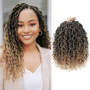 Goddess Locs Crochet Hair 12 Inch Pre looped Crochet Hair for Black Women 6 Packs Blond Crochet Faux Locs with Curly Ends, Crochet Installation T27