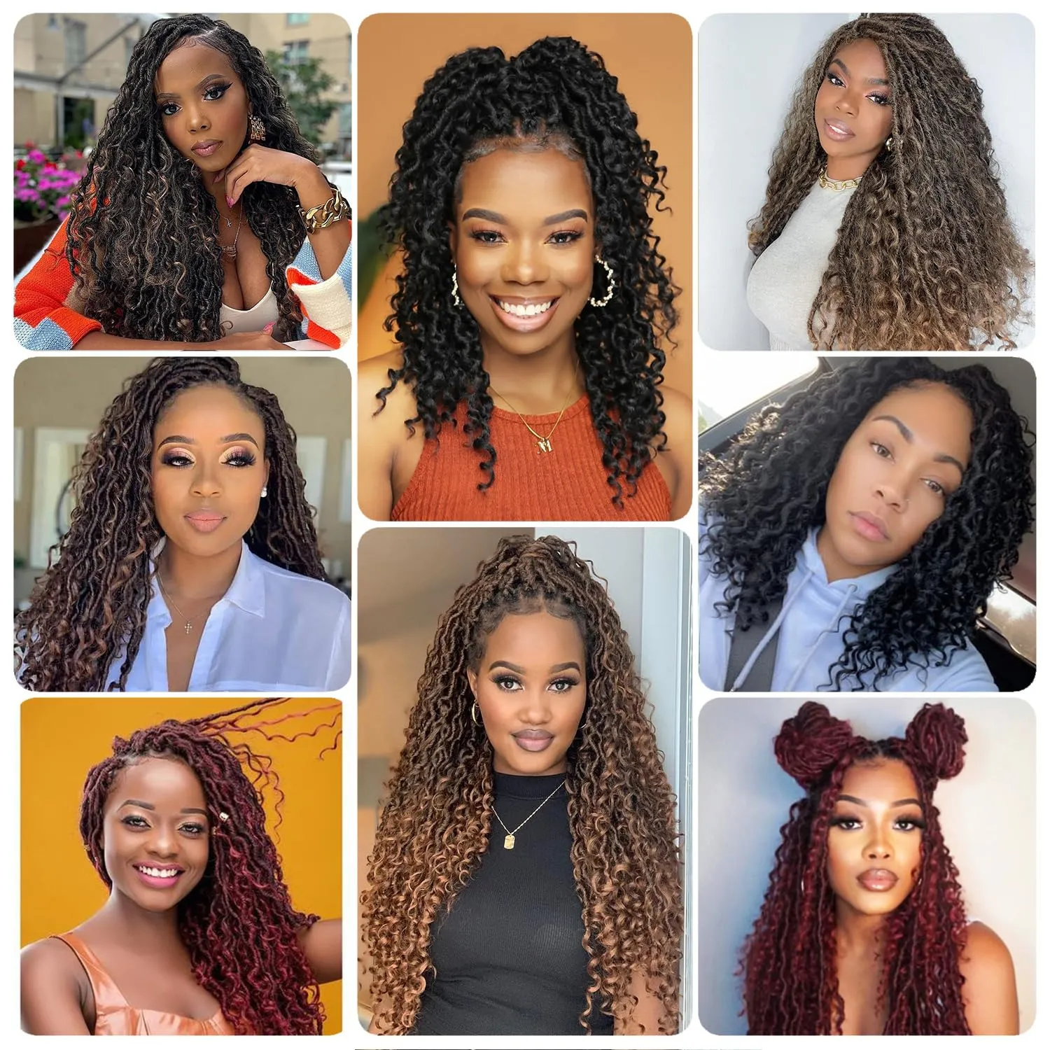Goddess Locs Crochet Hair 14 Inch Faux Locs Crochet Hair for Black Women Pre Looped Long-lasting & Low-maintenance 6 Packs Black Crochet Locs with Curly Ends for Full Head
