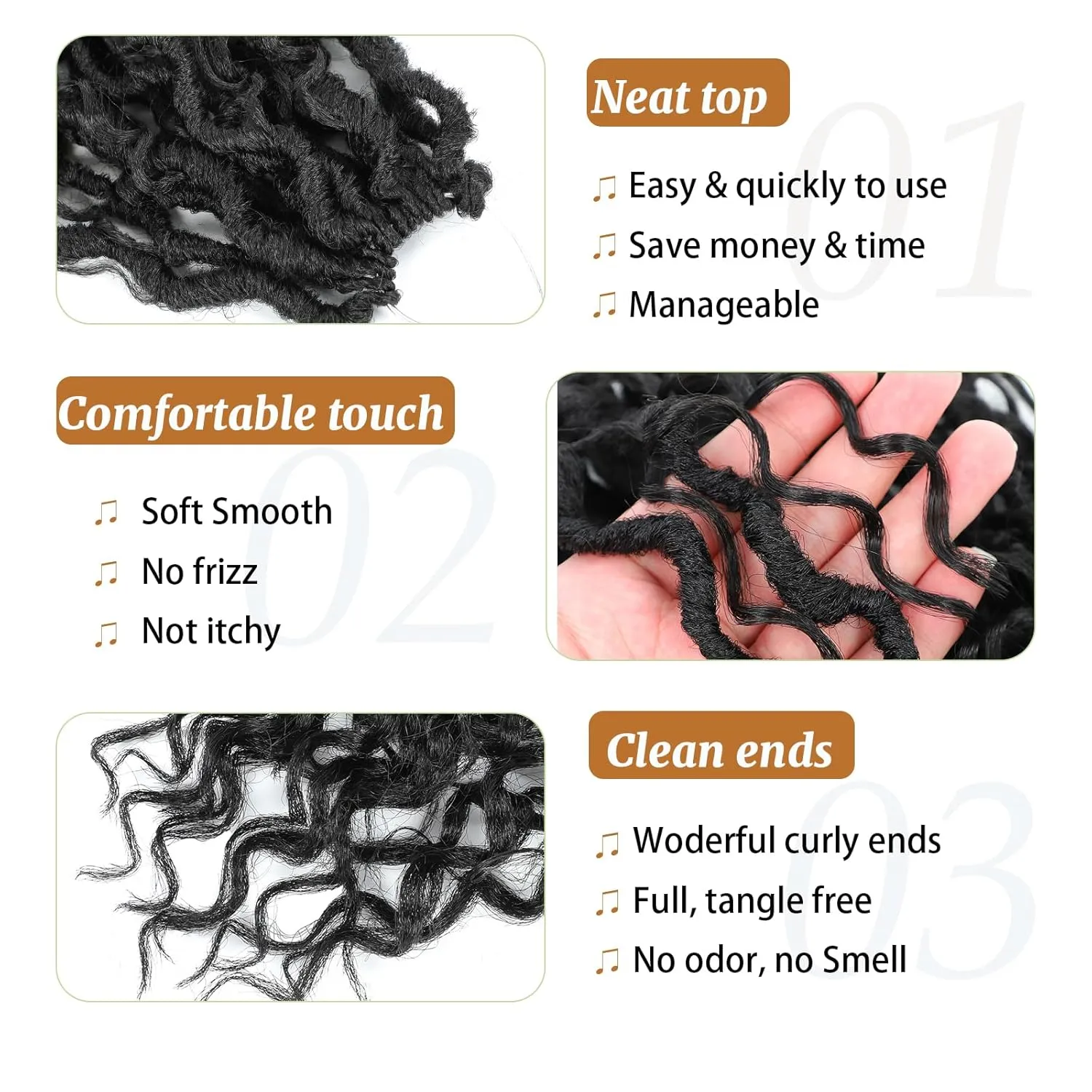 Goddess Locs Crochet Hair 14 Inch Faux Locs Crochet Hair for Black Women Pre Looped Long-lasting & Low-maintenance 6 Packs Black Crochet Locs with Curly Ends for Full Head