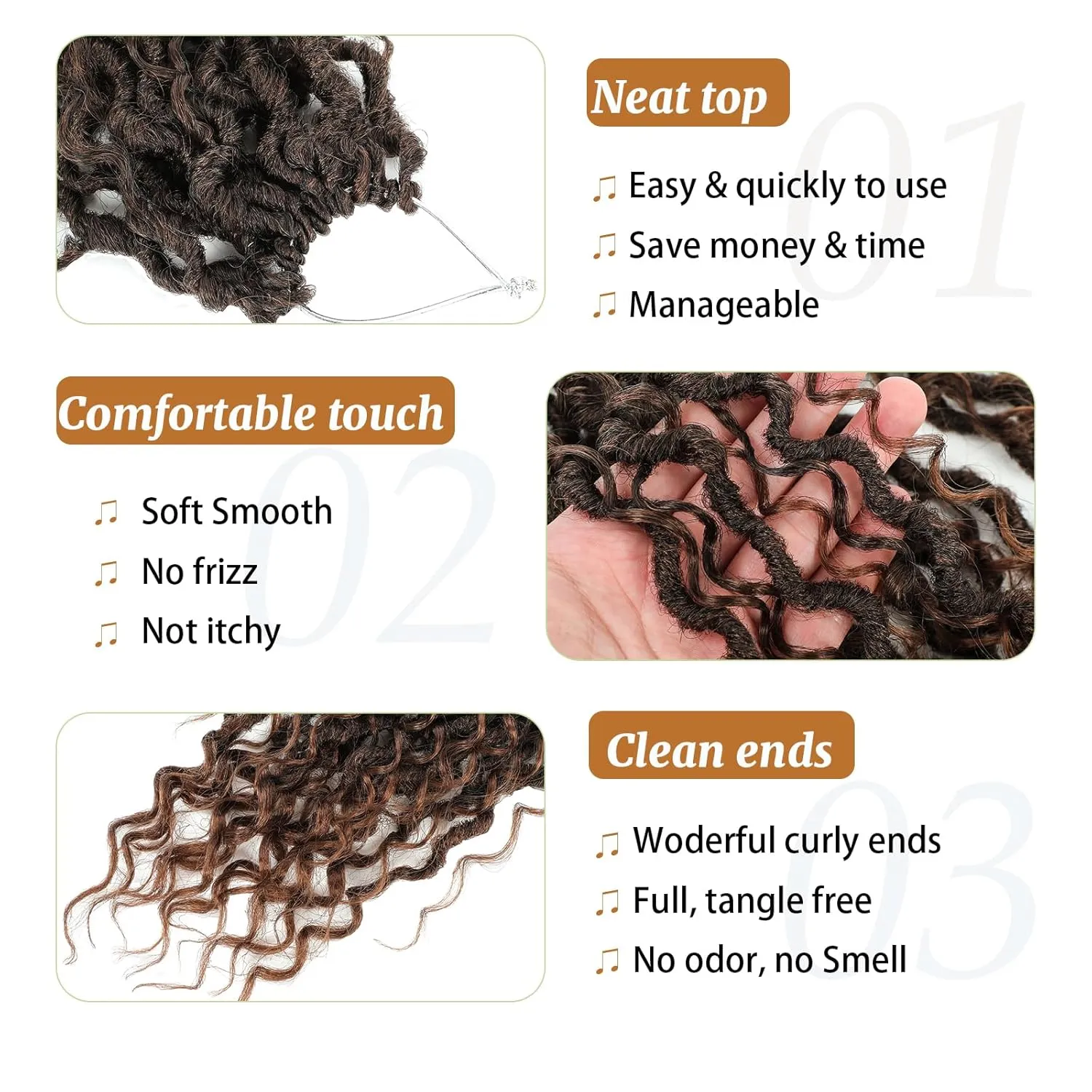 Goddess Locs Crochet Hair 14 Inch Faux Locs Crochet Hair for Black Women Pre Looped Long-lasting & Low-maintenance 6 Packs Brown Crochet Locs with Curly Ends for Full Head
