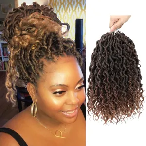 Goddess Locs Crochet Hair 14 Inch Faux Locs Crochet Hair for Black Women Pre Looped Long-lasting & Low-maintenance 6 Packs Brown Crochet Locs with Curly Ends for Full Head