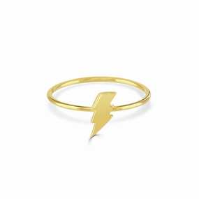 Gold Dainty Lightning Stacking Ring