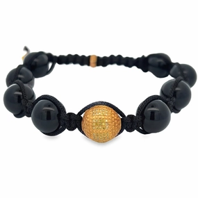 Gold Yellow Diamond Disco Ball Bracelet .925 Sterling Silver