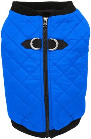 Gooby Fashion Vest Dog Jacket - Blue, Small - Warm Zip Up Bomber Vest with Dual D Ring Leash - Winter Water Resistant Small Dog Sweater