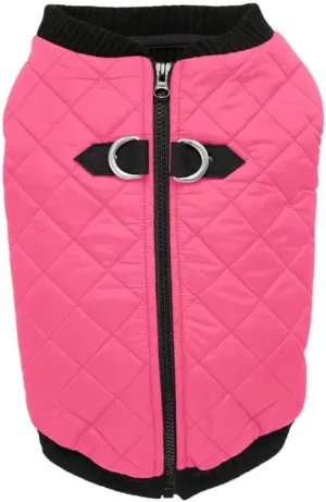 Gooby Fashion Vest Dog Jacket - Pink, Small - Warm Zip Up Bomber Vest with Dual D Ring Leash - Winter Water Resistant Small Dog Sweater