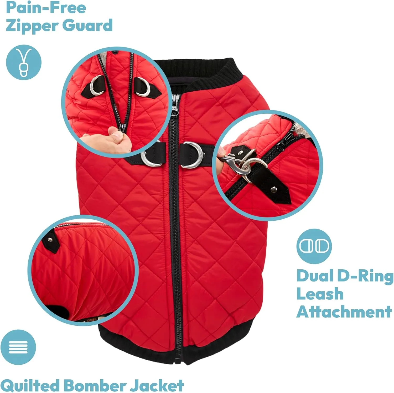 Gooby Fashion Vest Dog Jacket - Pink, Small - Warm Zip Up Bomber Vest with Dual D Ring Leash - Winter Water Resistant Small Dog Sweater
